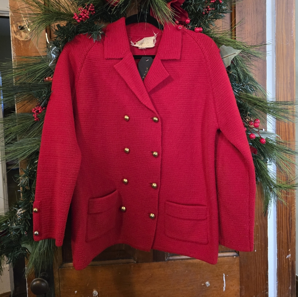 Women's Red Double-Breasted Jacket